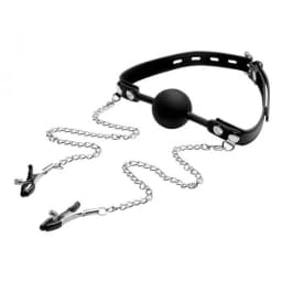 Strict Silicone Ball Gag W/nipple Clamps - Image 2