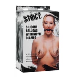 Strict Silicone Ball Gag W/nipple Clamps - Image 4