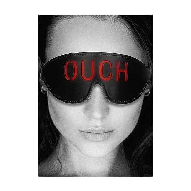 (wd) B&w Leather Eye Mask Ouc W/ Elastic Straps " - Image 1