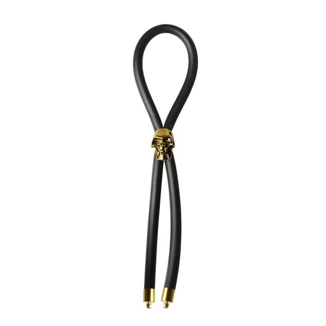 (WD) C-RING LASSO GOLD SKULL B SILICONE BLACK  - Image 1