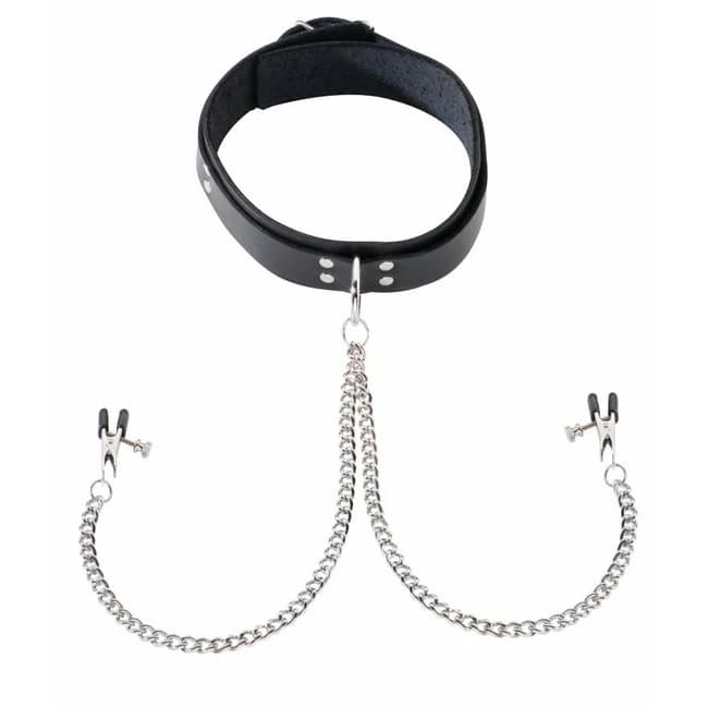 (WD) COLLAR W/ ATTACHED NIPPLE CLAMPS  - Image 1