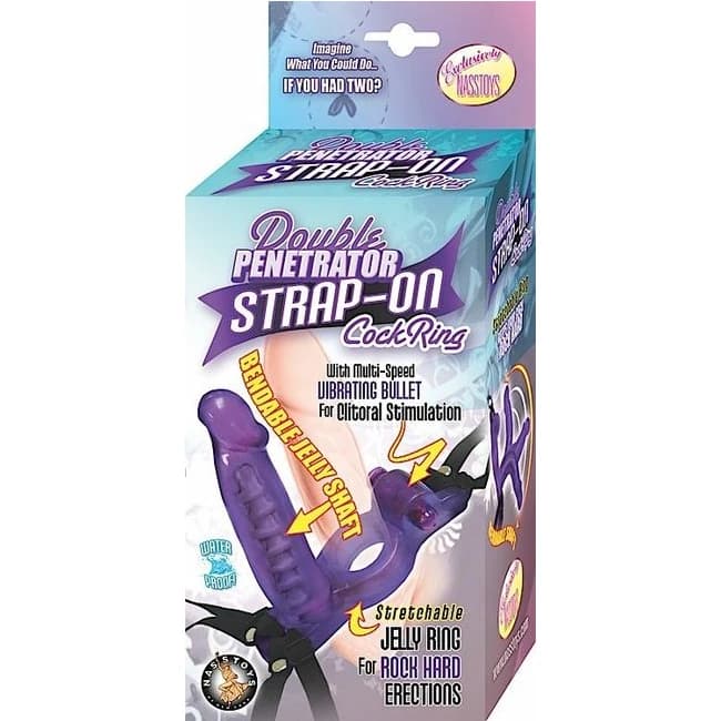 (wd) Double Penetrator Strap O Cockring Purple - Image 1
