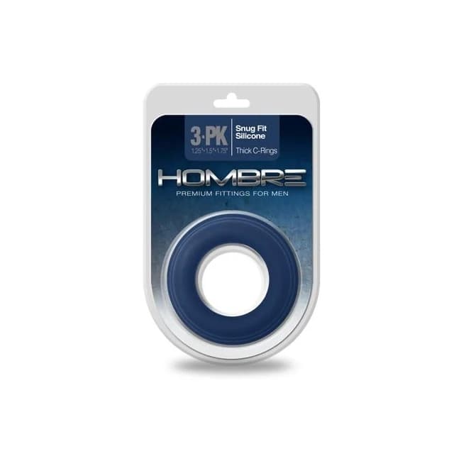(wd) Hombre Snug Fit Silicone C-ring 3 Pk Navy - Image 1