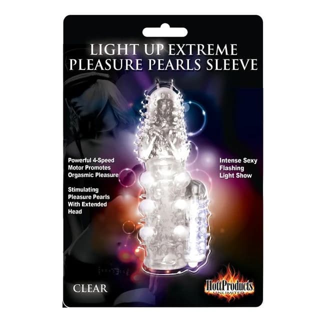 (wd) Light Up Vibrating Pleasu Sleeve Clear - Image 1