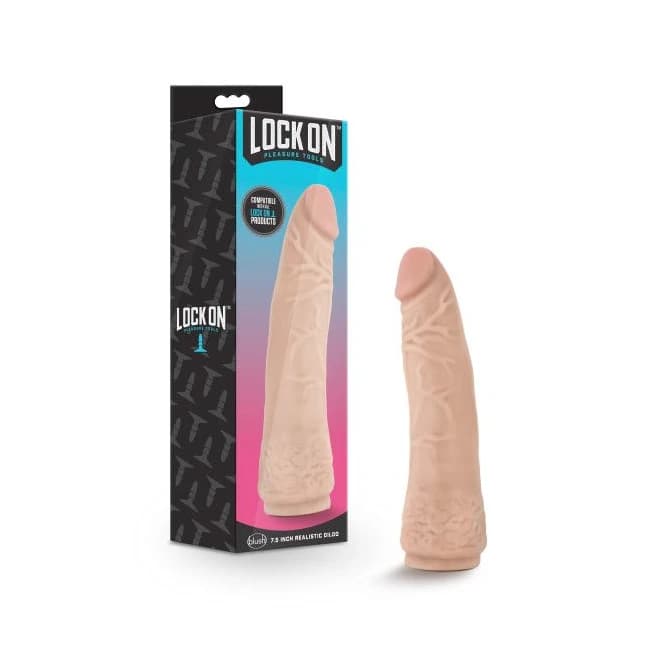 (wd) Lock on 7.5in Realistic L on Dildo Vanilla - Image 1