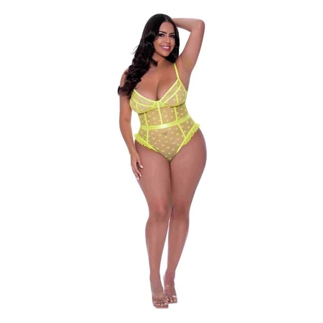 (WD) LOVE STAR HIGH LEG TEDDY CHARTREUSE 2XL  - Image 1