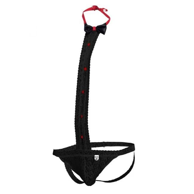 (WD) MOB TUXEDO LACE THONG BLA L/XL  - Image 1
