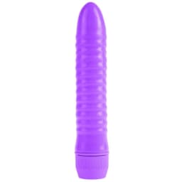 Neon Ribbed Rocket Purple Vibrator, image 1