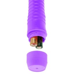 Neon Ribbed Rocket Purple Vibrator, image 2