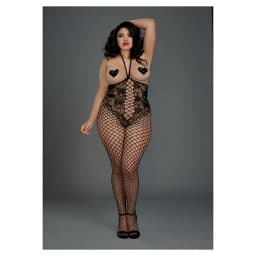 (wd) Open Cup Bodystocking Bla Queen - Image 1