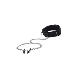 Ouch Velcro Collar W/ Nip Clamps Black, image 1