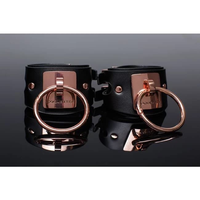 (wd) Pleasure Cuffs Black & Ro Gold - Image 3