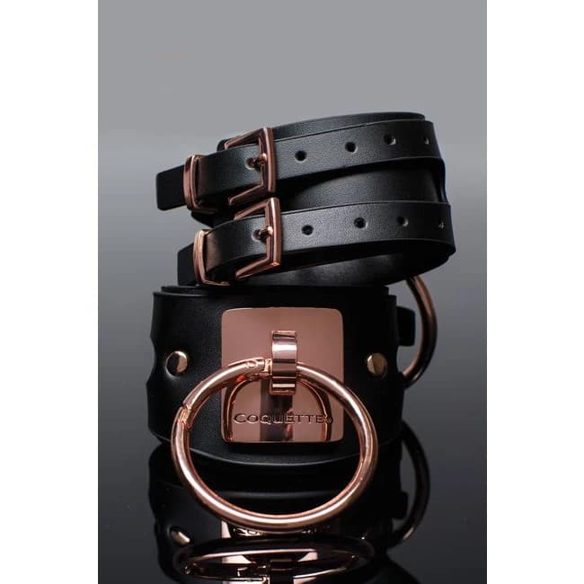 (wd) Pleasure Cuffs Black & Ro Gold - Image 4