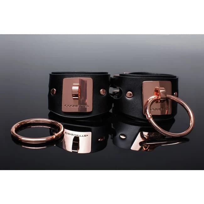 (wd) Pleasure Cuffs Black & Ro Gold - Image 6