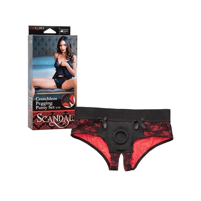 (WD) SCANDAL CROTCHLESS PEGGIN PANTY SET S/M  - Image 1