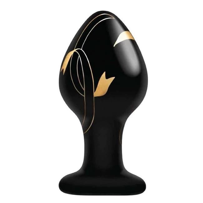 (WD) SECRET KISSES 3.5IN GLASS BLACK & GOLD  - Image 1
