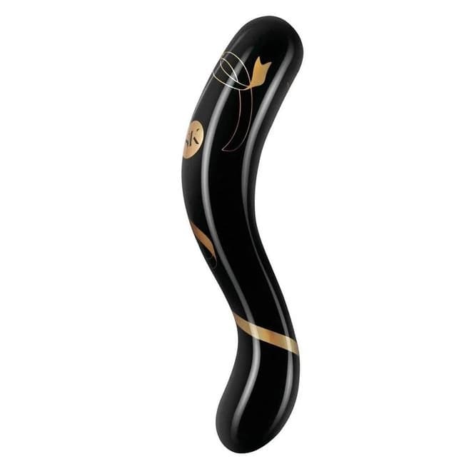 (WD) SECRET KISSES 7IN DOUBLE DILDO BLACK & GOLD  - Image 1