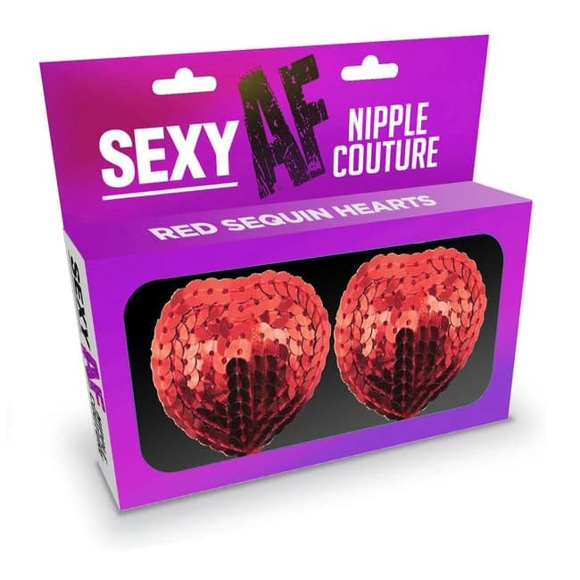 (wd) Sexy Af Red Hearts Nipple Covers - Image 1