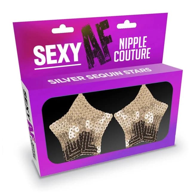 (wd) Sexy Af Silver Stars Nipp Covers - Image 1