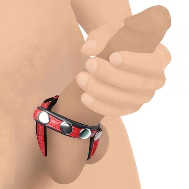 (wd) Strict Cock Gear Leather on Harness Red - Image 1