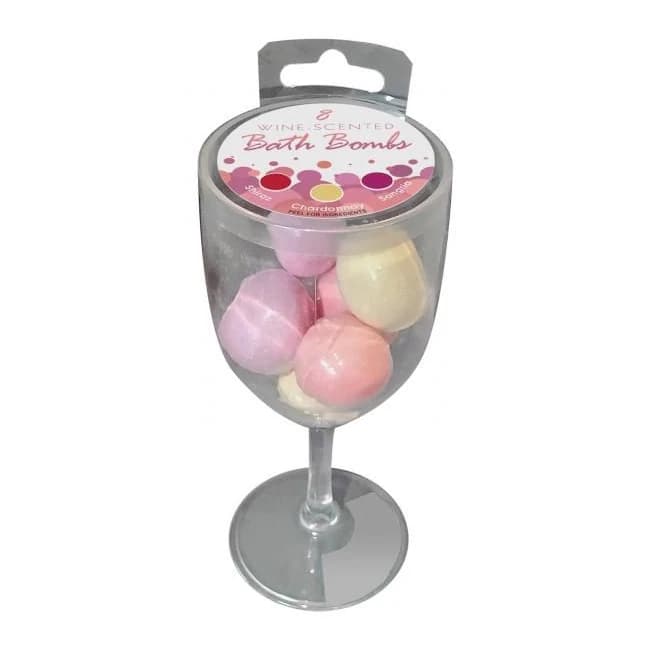 (wd) Wine Glass W/8 Wine Scent Bath Bombs - Image 1