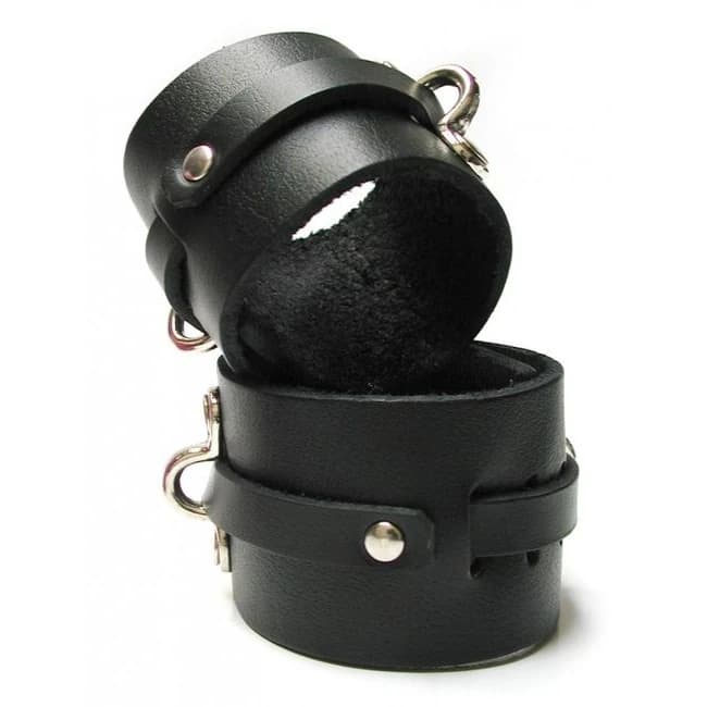 (wd) Wrist Cuffs Leather Black - Image 1