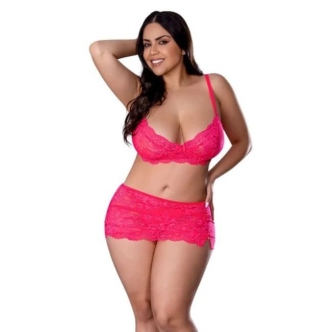 (WD)GET IT GIRL BRA SKIRT & T SET PINK 2XL  - Image 1