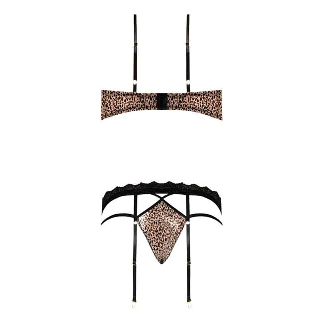 (wd)purrfect Bra & Garter Pant Leopard L/xl - Image 1
