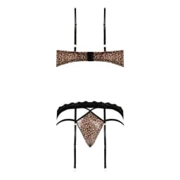 (wd)purrfect Bra & Garter Pant Leopard L/xl - Image 1