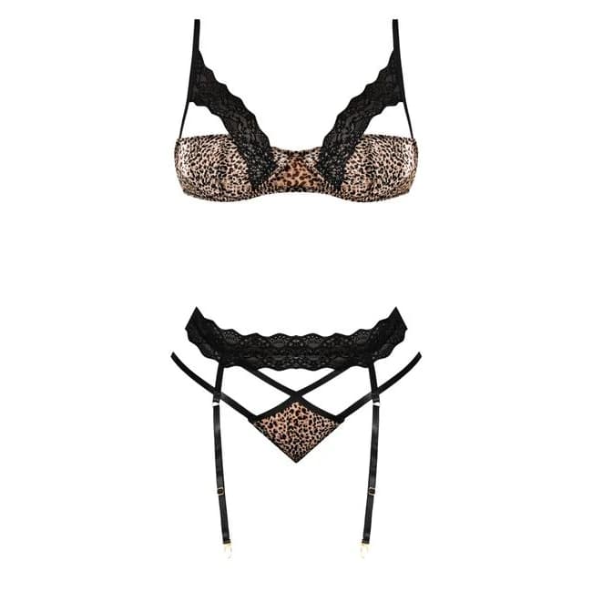 (wd)purrfect Bra & Garter Pant Leopard L/xl - Image 3