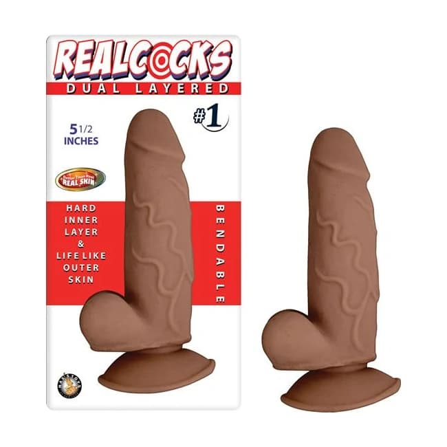 (wd)real Cocks Dual Layered #1 Brown 5 1/2 " - Image 1