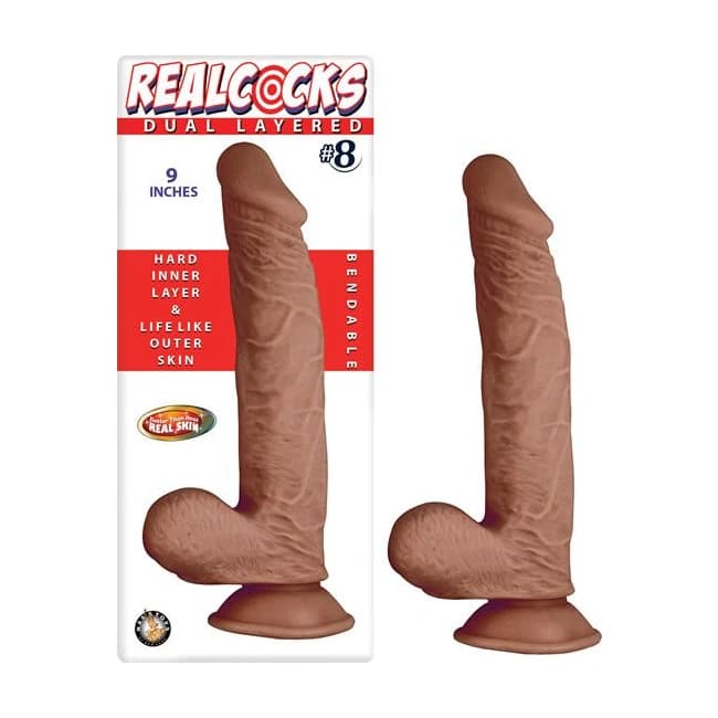(wd)real Cocks Dual Layered #8 Brown 9 " - Image 1