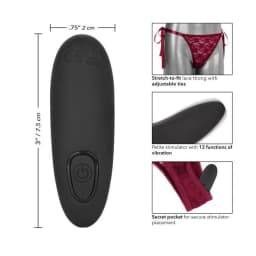 Remote Control Lace Thong Burgundy, image 5
