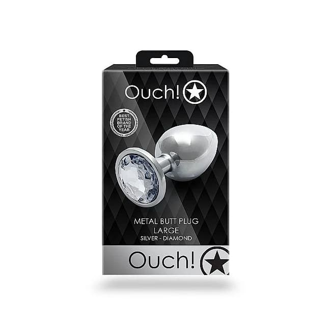 (wd)round Gem Butt Plug Large Silver Diamond - Image 3