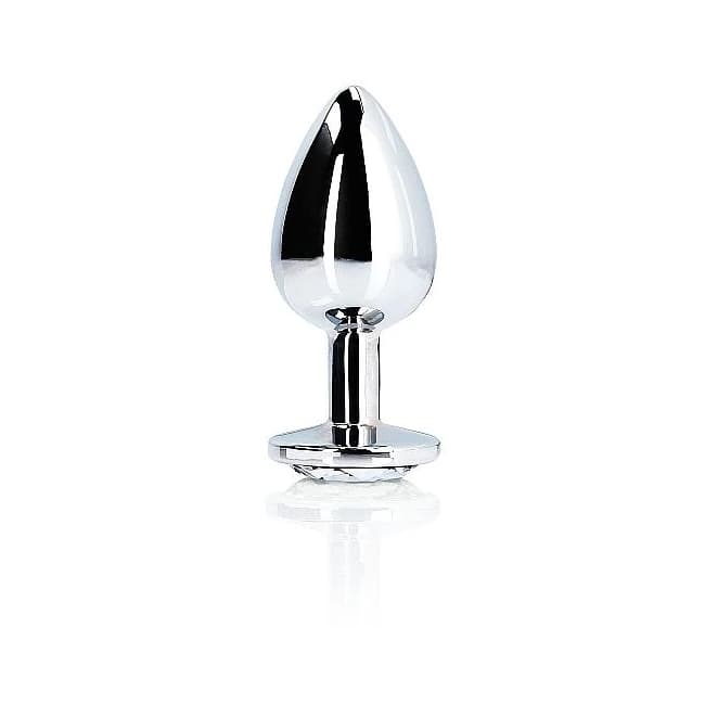 (wd)round Gem Butt Plug Large Silver Diamond - Image 5