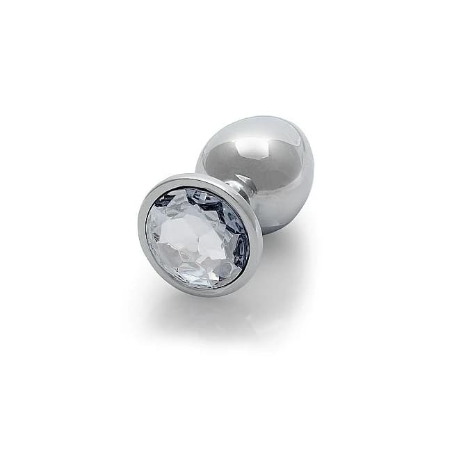 (wd)round Gem Butt Plug Large Silver Diamond - Image 7