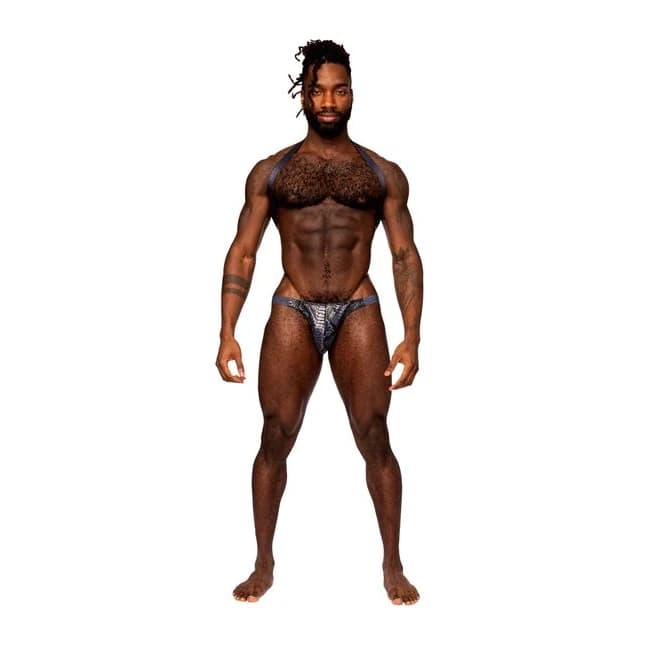 (WD)S'NAKED HARNESS THONG BLUE BLACK L/XL  - Image 1