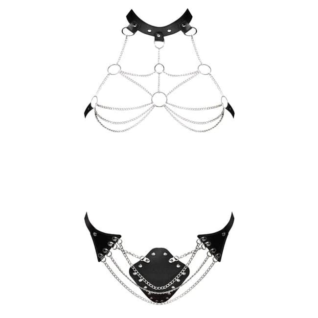 (wd)victoria Chain Bra & Thong Black O/s - Image 1