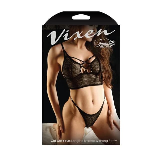 (wd)vixen Call Me Yours Bralet Thong Black O/s - Image 3
