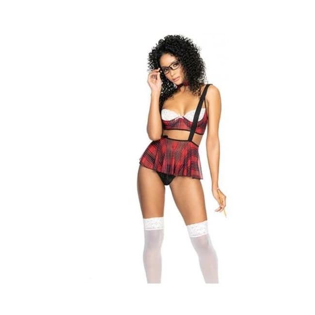School Girl Underwire Top, Peek a Boo Thong, Bow Tie & Suspender Skirt, image 1