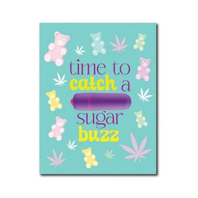 420 Foreplay Sugar Buzz Greeting Card w/ Rock Candy Vibrator & Fresh Vibes Towelettes, image 1