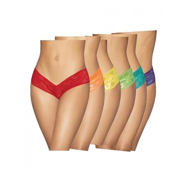 6 pc Low Rise Neon Pride Panty Pack Asst. Colors O/S, image 1