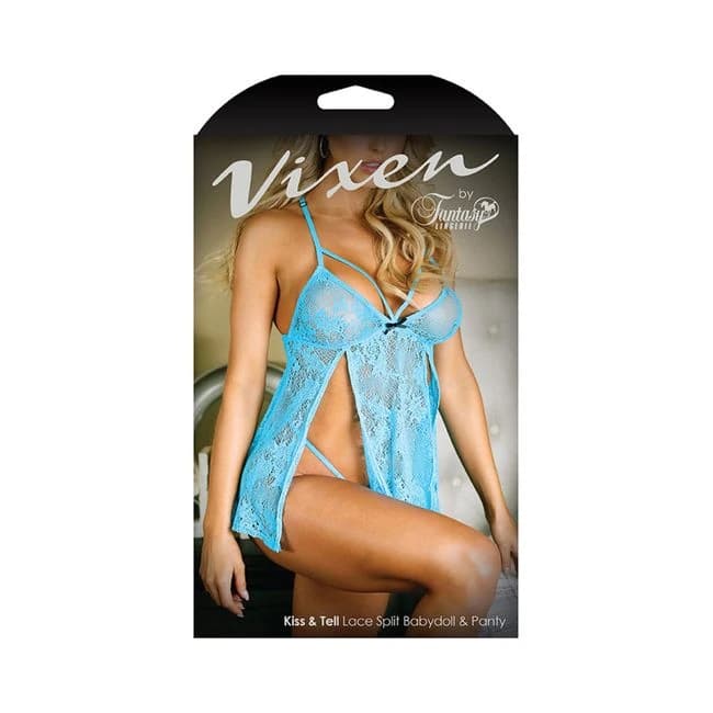 74964vixen Kiss & Tell Lace Split Babydoll & Panty One Size, image 1