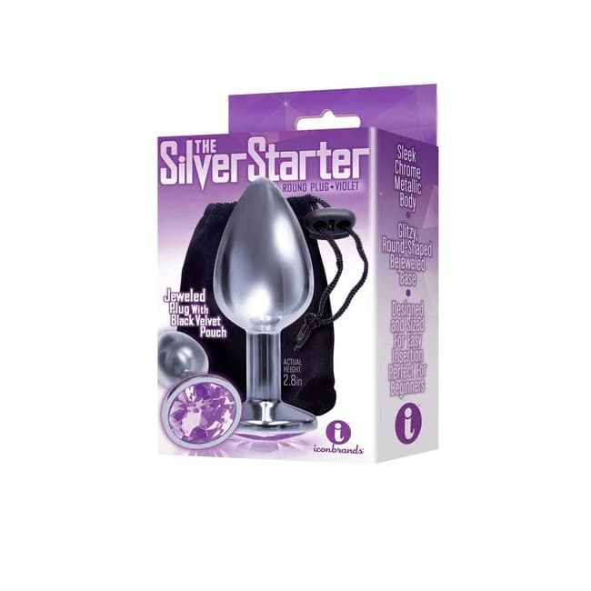 9'S SILVER STARTER BEJEWELED STEEL PLUG VIOLET - Image 1