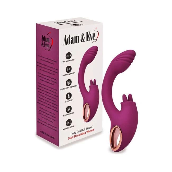 Adam & Eve Rose Gold Clit Tickler Dual Stimulating Vibrator, image 1