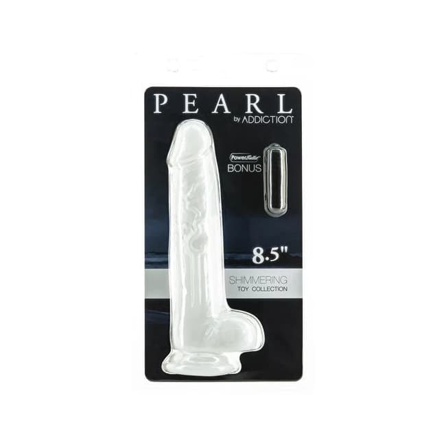 Addiction Pearl 8.5 Dong Pearl White Tpe W/ Bullet " - Image 1 Addiction Pearl 8.5 Dong Pearl White Tpe W/ Bullet " - Image 1