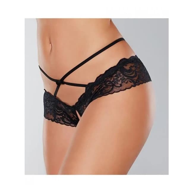 Adore Dare Me Cross Waist Open Lace Panty Black O/S, image 1