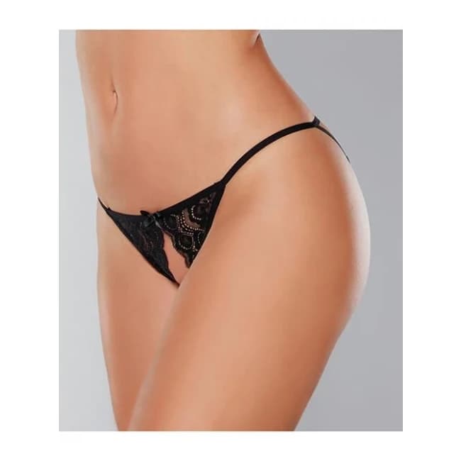 Adore Luv Web Strappy Open Front Panty Black O/S, image 1