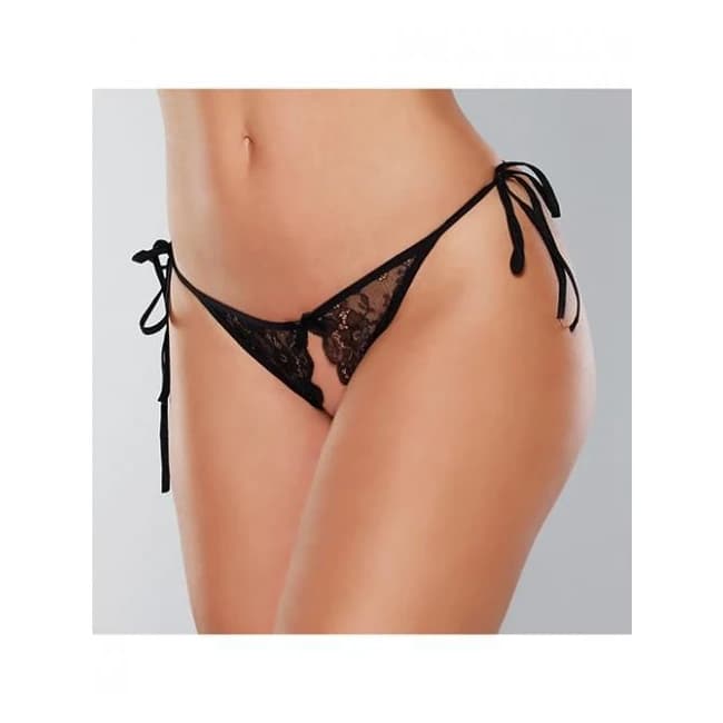 Adore Sugar Tie Side Open Lace Panty Black O/S, image 1