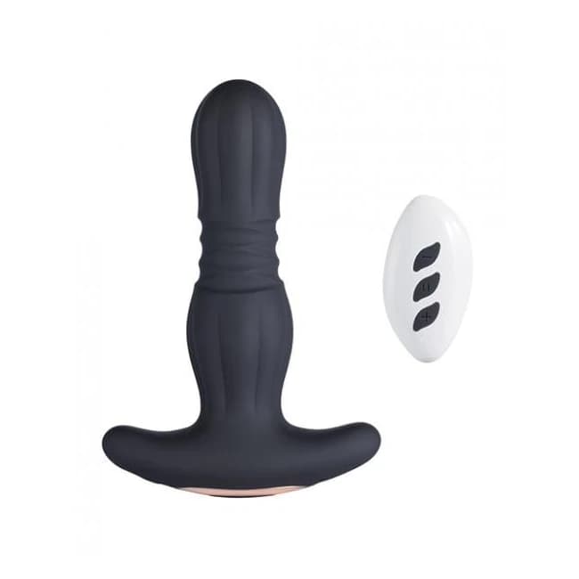Agas Thrusting Butt Plug W/ Remote Control - Black, image 1